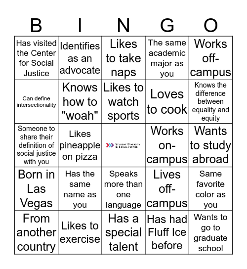Multicultural Mixer 2019 Bingo Card