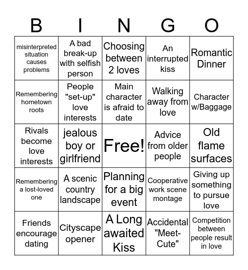 Hallmark Bingo Challenge  Bingo Card