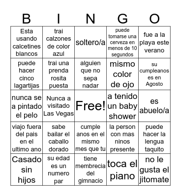 Victoria's Baby Shower Bingo Card