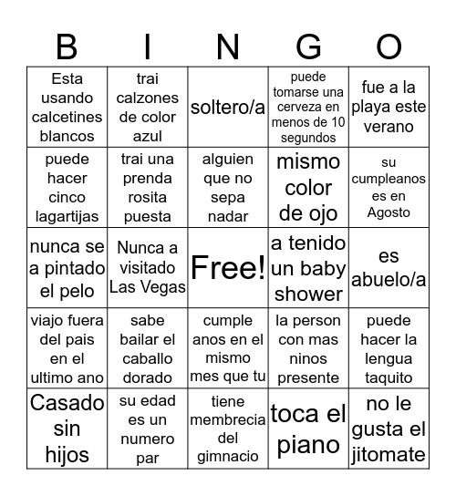Victoria's Baby Shower Bingo Card