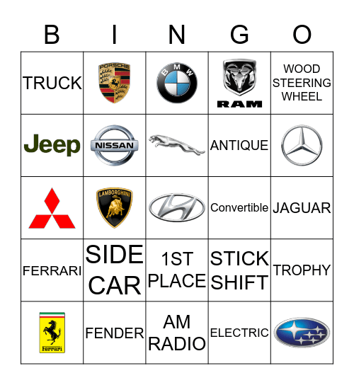 Car Bingo Card