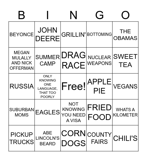 MURICA Bingo Card