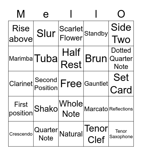 Band Bingo  Bingo Card