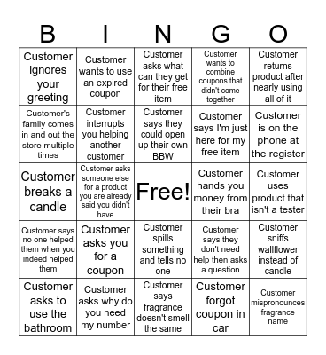 Bath & Body Works Bingo Card