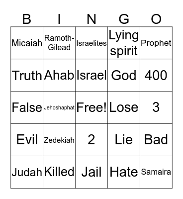 Bible Bingo Card