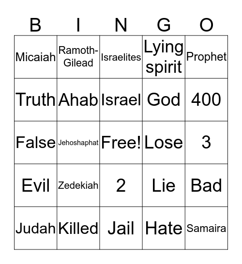 Bible Bingo Card