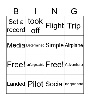 Spirit of St Louis Bingo Card