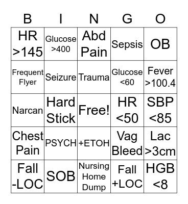 SUNDAY FUNDAY ER GAMES Bingo Card