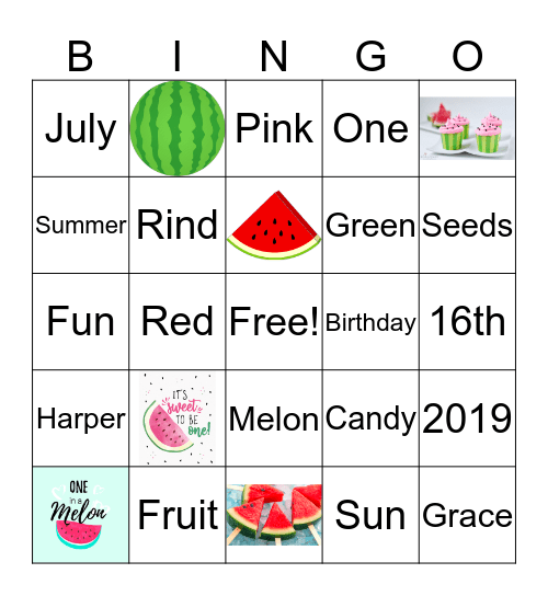 Harper is One in a Melon! Bingo Card