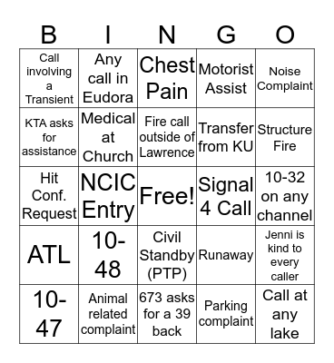 Dispatch Bingo! Bingo Card