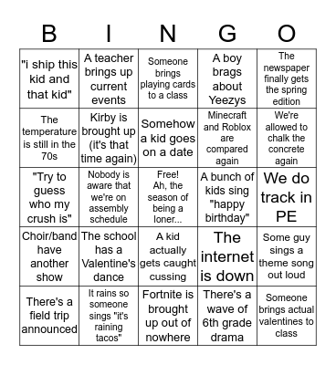 February 2018 @school Bingo Card