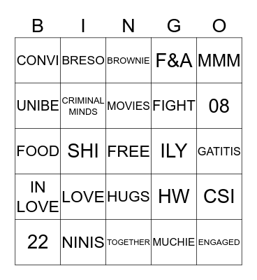 Ninis Bingo Card