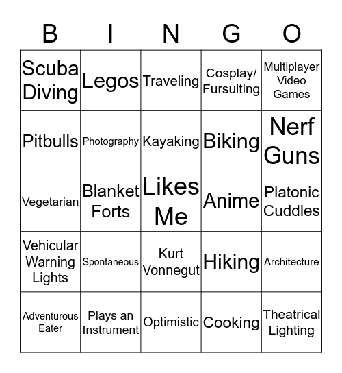 Keiden's BFF Bingo Card