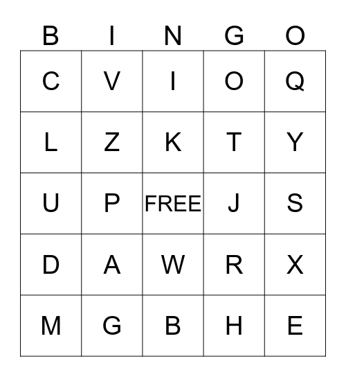 Ava's Alphabet Bingo! Bingo Card