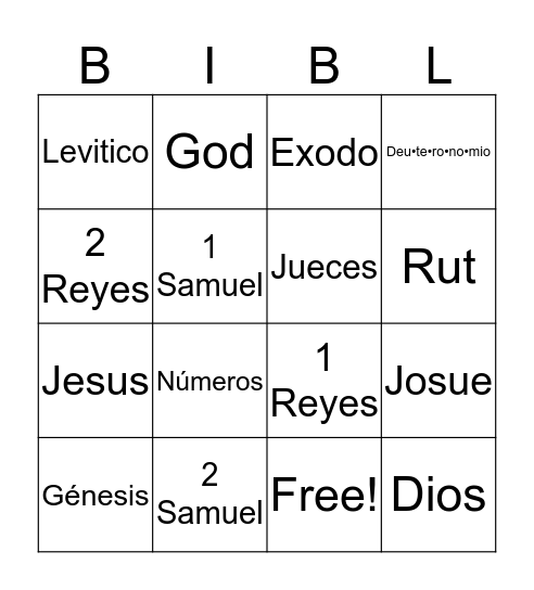 Libros de la Biblia  Bingo Card