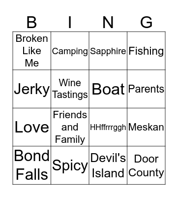 The One Where We Play Bingo Card
