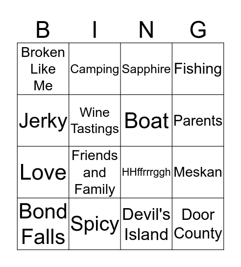 The One Where We Play Bingo Card