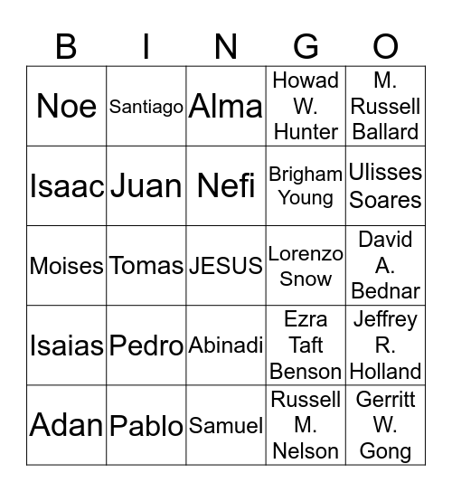 Los Profetas Bingo Card