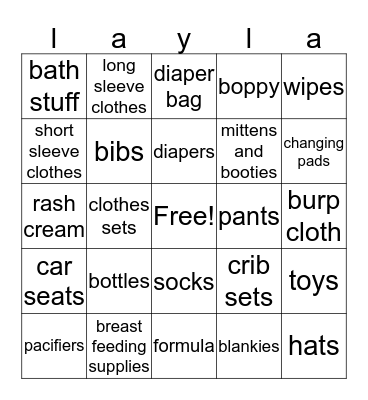 baby bingo Card