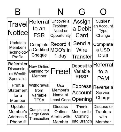 MSR Bingo Bonanza! Bingo Card