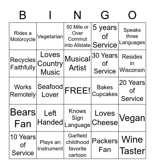 IS&O - Get to know your team Bingo Card