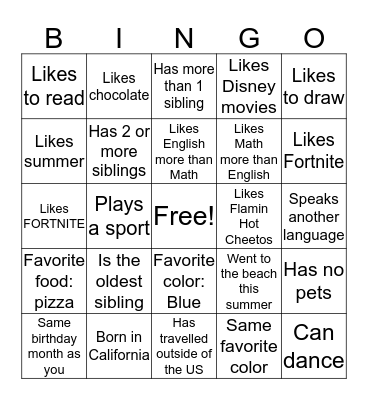 Monday Bingo! Bingo Card