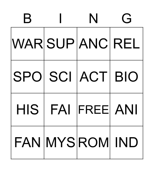 CHOOSE YOUR OWN ADVENTURE Bingo Card