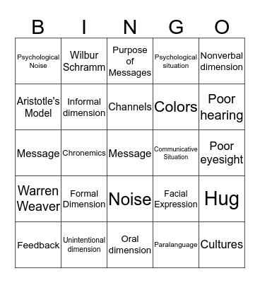 OCC Bingo Game Bingo Card