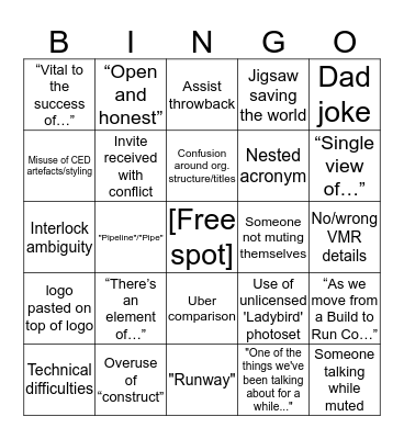 NEO Digital Meeting Bingo Card