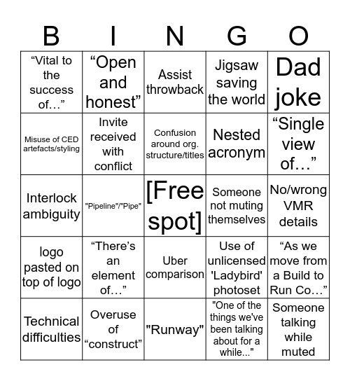 NEO Digital Meeting Bingo Card