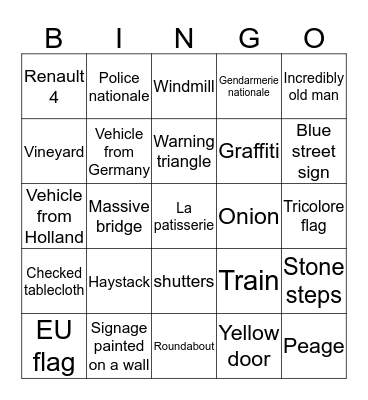 France Bingo - it's what the cool kids play Bingo Card