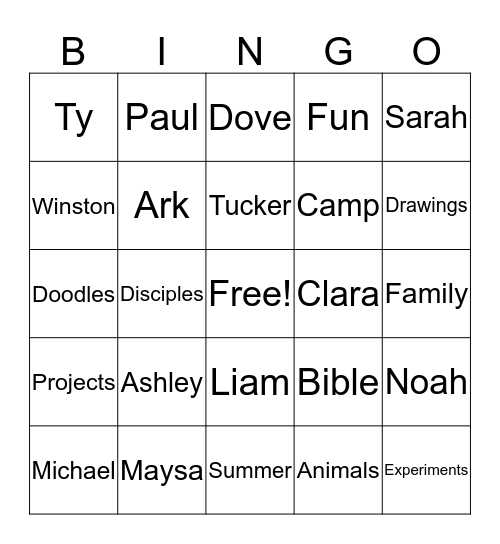 Doodles, Drawings and Disciples Bingo Card