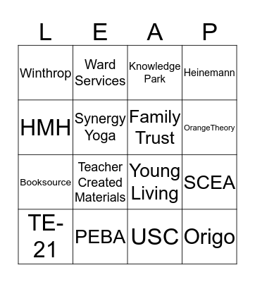 Professional Learning Conference Bingo Card
