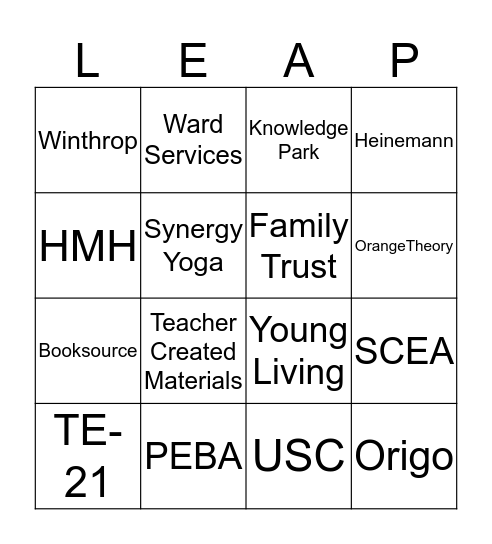 Professional Learning Conference Bingo Card