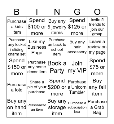 Boutique Bingo! Bingo Card