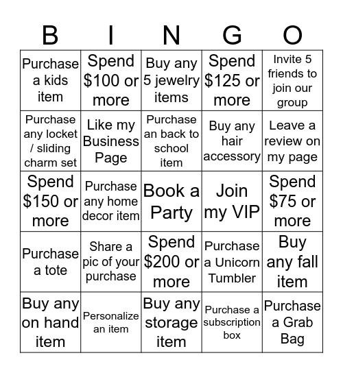 Boutique Bingo! Bingo Card
