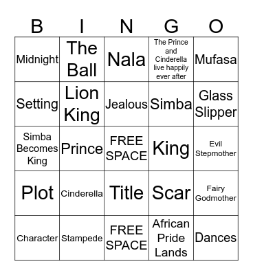Character, Setting and Plot Bingo Card