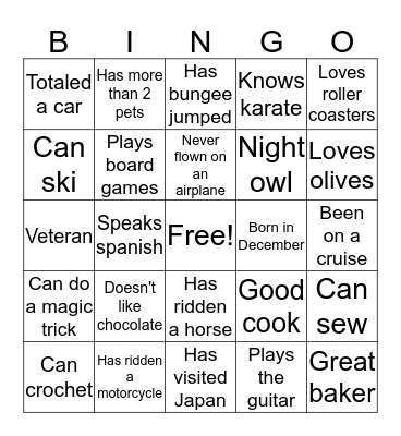 People Bingo Card