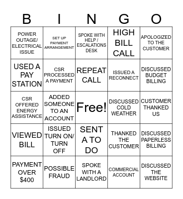 Observes Bingo Card