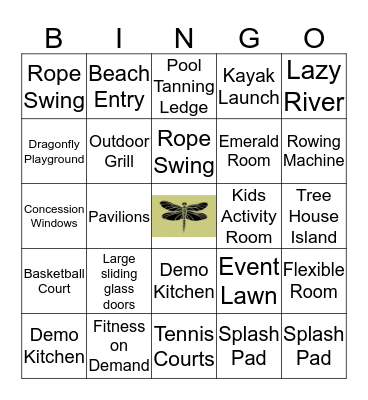 DRAGONFLY PARK  Bingo Card
