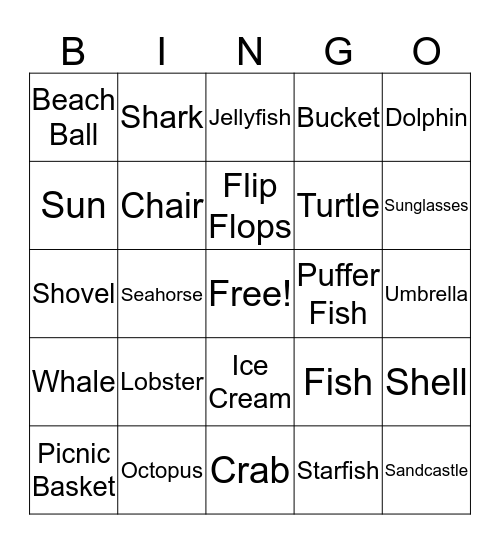 Ocean Bingo Card