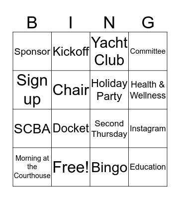 YLD Kickoff Luncheon Bingo Card