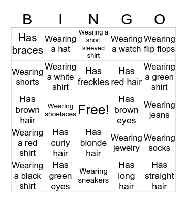 Name Bingo Card