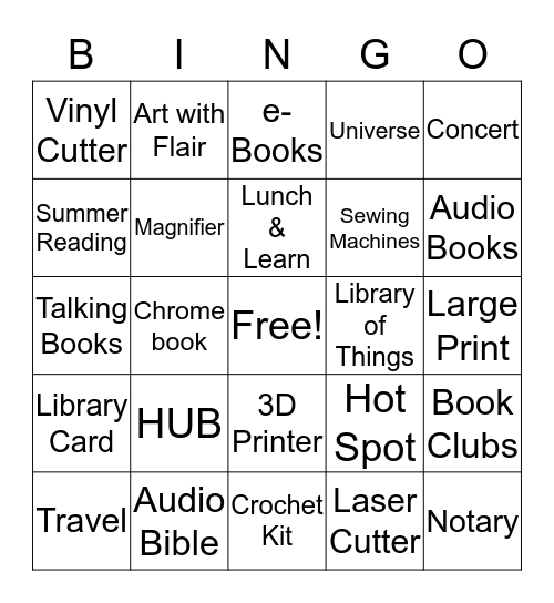 Grayslake Area Public Library District Bingo Card