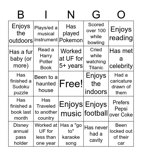 RLE Bingo Card