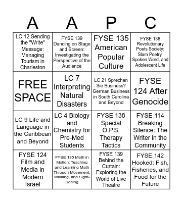 FYE BINGO Card