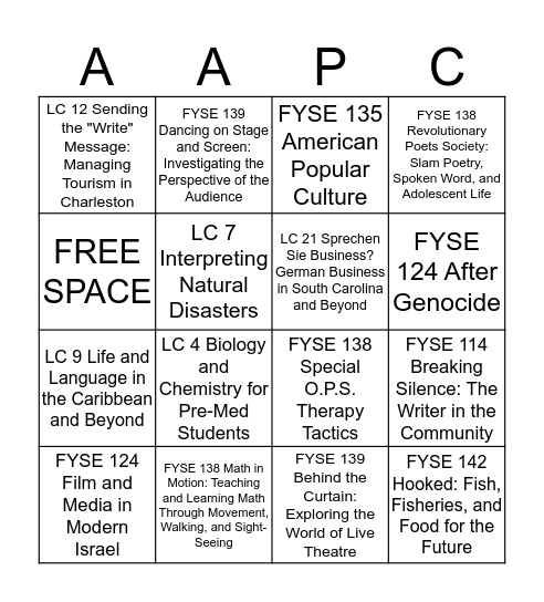 FYE BINGO Card