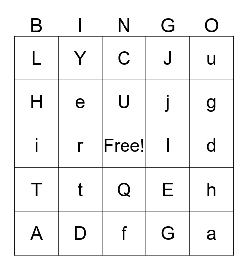 Cursive Bingo Card