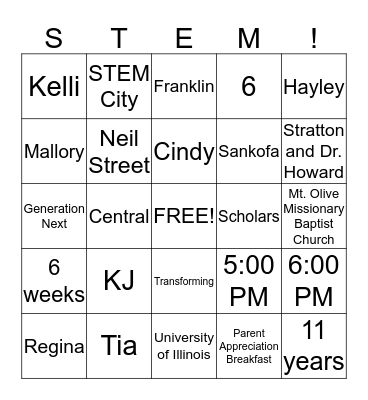 STEM BINGO Card