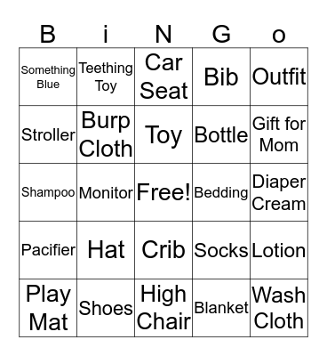 BaBy Bingo Card